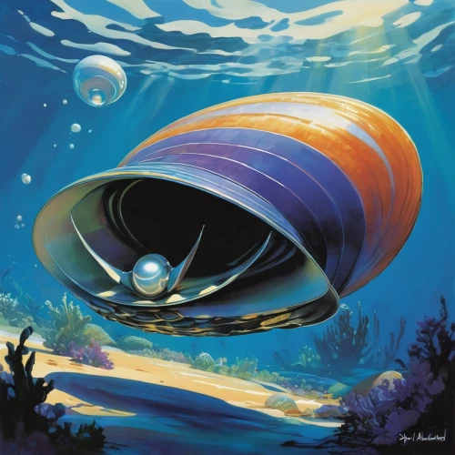 nautilus,submersible,semi-submersible,deep sea nautilus,cd cover,tubular anemone,heliosphere,deep-submergence rescue vehicle,electric eel,aquanaut,magneto-optical disk,amphiprion,undersea,flying saucer,gas planet,ringed-worm,chambered nautilus,scuba,manta,planet eart,Conceptual Art,Sci-Fi,Sci-Fi 23