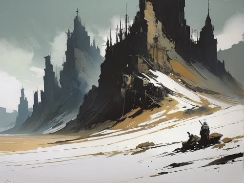 barren,dune landscape,futuristic landscape,fantasy landscape,post-apocalyptic landscape,mountain plateau,old earth,wasteland,plains,desert landscape,canyon,high landscape,mountain settlement,karst landscape,stone desert,lunar landscape,plateau,mountain landscape,mountains,fallen giants valley,Conceptual Art,Fantasy,Fantasy 10