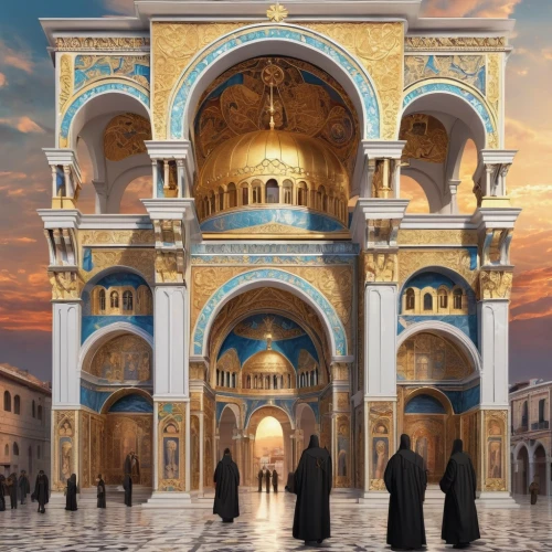 islamic architectural,byzantine architecture,archimandrite,persian architecture,iranian architecture,caravanserai,monastery,khazne al-firaun,byzantine,greek orthodox,house of allah,big mosque,mosques,vittoriano,uzbekistan,king abdullah i mosque,orthodox,grand mosque,constantinople,basilica,Illustration,Realistic Fantasy,Realistic Fantasy 43