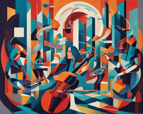 cello,orchestra,musicians,orchesta,abstract retro,abstract painting,violinists,background abstract,abstract artwork,abstract shapes,cellist,violoncello,vector graphic,abstract background,abstract cartoon art,abstract design,kaleidoscope art,abstract multicolor,futura,panoramical,Art,Artistic Painting,Artistic Painting 45