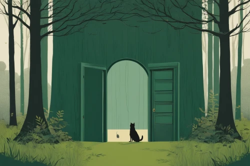 house in the forest,the door,outhouse,threshold,creepy doorway,fairy door,the woods,the threshold of the house,open door,house silhouette,the forest,doors,lonely house,backgrounds,rescue alley,doorway,stray cat,dog illustration,home door,wooden door,Illustration,Japanese style,Japanese Style 08