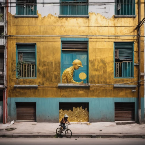 facade painting,hanoi,yellow wall,hoian,cuba background,ha noi,saigon,yellow fish,vietnam,havana cuba,urban street art,blue elephant,colorful facade,yellow brick wall,havana,streetart,urban art,ho chi minh,street artists,teal blue asia,Conceptual Art,Graffiti Art,Graffiti Art 04