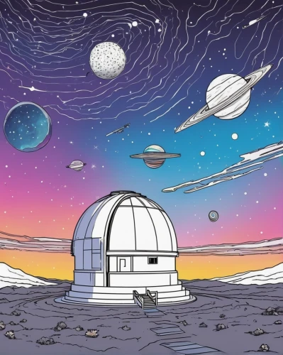 planetarium,space art,cosmos field,observatory,saturnrings,astronomy,sci fiction illustration,astronomical,telescopes,sky space concept,solar system,spacescraft,background image,astronomer,the solar system,starscape,space,planets,out space,space voyage,Illustration,Children,Children 06