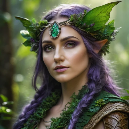 violet head elf,fae,faery,faerie,elven,male elf,wood elf,the enchantress,dryad,elves,elven flower,druid,elf,elven forest,dark elf,celtic queen,fantasy portrait,anahata,fairy queen,fantasy woman,Photography,General,Natural