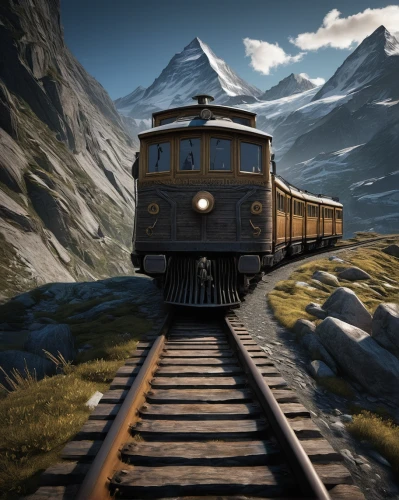 matterhorn-gotthard-bahn,glacier express,schynige platte railway,reichsbahn,bernina railway,german reichsbahn,eiger,private railway,zermatt,wooden train,matterhorn,railway,eggishorn,grindelwald,the train,gornergratbahn,passenger train,steam train furka mountain range,railroad,railroads,Conceptual Art,Fantasy,Fantasy 16