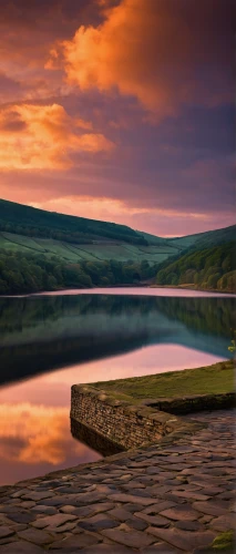 ladybower reservoir,peak district,yorkshire dales,brecon beacons,yorkshire,north yorkshire,evening lake,loch,derbyshire,north yorkshire moors,landscape photography,robin hood's bay,northern ireland,reservoir,landscapes beautiful,wales,beautiful lake,northumberland,upper derwent valley,calm water,Art,Classical Oil Painting,Classical Oil Painting 03