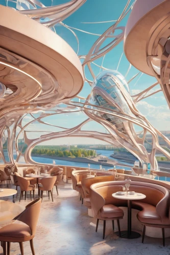 futuristic architecture,sky space concept,teacups,futuristic art museum,ufo interior,futuristic landscape,floating restaurant,beach restaurant,retro diner,3d rendering,breakfast room,tea cups,cruise ship,drive in restaurant,a restaurant,alpine restaurant,musical dome,fine dining restaurant,salt bar,largest hotel in dubai,Conceptual Art,Sci-Fi,Sci-Fi 24