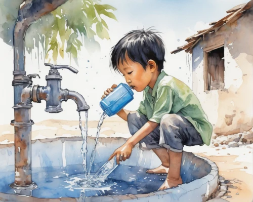 fetching water,water supply,water tap,water usage,hand washing,tap water,water pump,water resources,water color,water filter,water winner,waste water system,soft water,watering,water fountain,water colors,water withdrawal,no drinking water,fresh water,drinking water,Illustration,Paper based,Paper Based 07