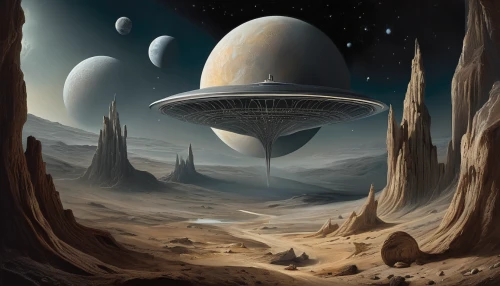 futuristic landscape,sci fiction illustration,alien planet,alien world,extraterrestrial life,science fiction,saucer,space art,flying saucer,alien ship,science-fiction,sci fi,ufos,scifi,lunar landscape,colony,heliosphere,ufo,sci-fi,sci - fi,Illustration,Realistic Fantasy,Realistic Fantasy 40