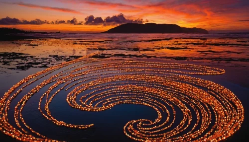 fire mandala,coral swirl,ring of fire,spiral pattern,tide pool,colorful spiral,fire poi,waves circles,light art,fire heart,fire artist,fire ring,dancing flames,root chakra,art forms in nature,whirlpool pattern,environmental art,sand art,tea lights,spirals,Photography,Documentary Photography,Documentary Photography 31