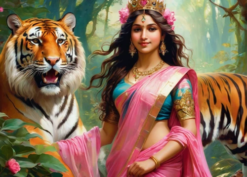 radha,indian art,bengal,tiger lily,fantasy art,bengalenuhu,lakshmi,bengal tiger,fantasy picture,royal tiger,asian tiger,tamil culture,jaya,indian culture,krishna,indian girl,tarhana,janmastami,the festival of colors,she feeds the lion,Conceptual Art,Fantasy,Fantasy 05