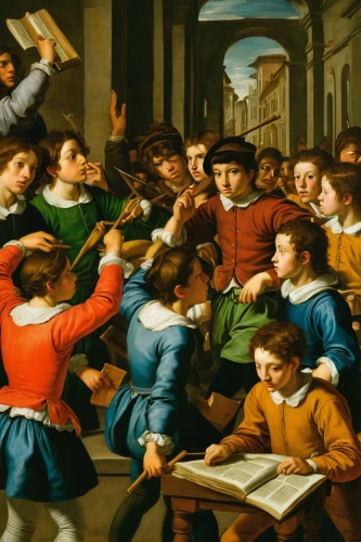 children studying,school children,school of athens,child with a book,children learning,children drawing,church painting,blessing of children,raphael,the pied piper of hamelin,children playing,school enrollment,orphans,barberini,art academy,pentecost,pictures of the children,dornodo,private school,bougereau,Art,Classical Oil Painting,Classical Oil Painting 29