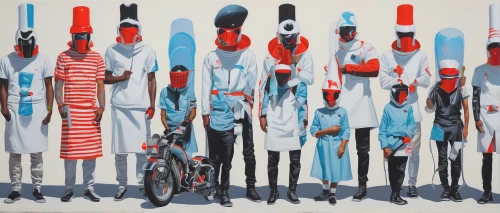 collective,quiver,skiers,group of people,bicycles,stilts,afar tribe,andreas cross,cycles,white figures,carol colman,african art,cyclists,mannequins,descending order,proliferation,procession,clothe pegs,wooden figures,repetition,Illustration,Realistic Fantasy,Realistic Fantasy 24