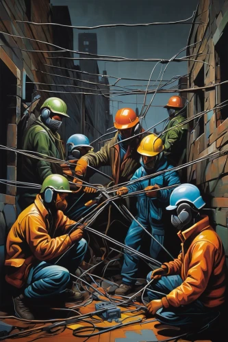 construction workers,construction industry,welders,workers,ironworker,miners,steelworker,underground cables,blue-collar worker,welding,tradesman,builders,welder,construction worker,forced labour,excavators,workforce,worker,civil engineering,bricklayer,Art,Artistic Painting,Artistic Painting 34