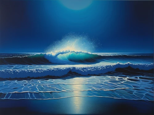 ocean waves,seascape,japanese waves,blue painting,tidal wave,japanese wave,sea landscape,tsunami,sea night,water waves,oil painting on canvas,blue water,ocean background,soundwaves,blue waters,ocean,blue sea,ocean blue,sea water splash,blue light,Illustration,Abstract Fantasy,Abstract Fantasy 20