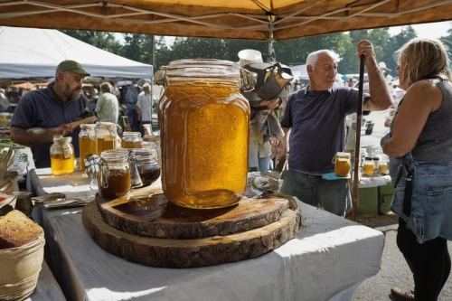 honey jar,kombucha,honey jars,glass jar,preserved food,honey products,apple jam,homemade preserves,tea jar,mason jars,fruit preserve,amphora,farmers market,mason jar,farmers local market,farmer's market,beekeeping,bee keeping,beekeeping smoker,coconut oil in glass jar,Illustration,Realistic Fantasy,Realistic Fantasy 29