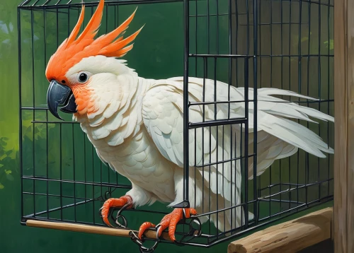 cage bird,rose-breasted cockatoo,moluccan cockatoo,cockatoo,king parrot,salmon-crested cockatoo,bird painting,parrot,rare parrot,bird png,bird cage,cockatiel,sun conure,caique,sulphur-crested cockatoo,aviary,red-tailed cockatoo,fur-care parrots,quaker parrot,rare parakeet,Illustration,Retro,Retro 09