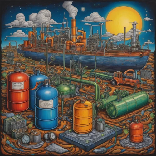 refinery,industries,industrial landscape,industry,oil industry,factories,chemical plant,heavy water factory,industrial plant,petrochemicals,industrial tubes,petrochemical,oil tank,factory ship,industrial area,oil flow,oil tanker,oil barrels,industrial,petroleum,Conceptual Art,Daily,Daily 23