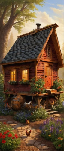 log cabin,wooden house,country cottage,wooden hut,summer cottage,log home,small cabin,little house,small house,farm hut,wooden houses,home landscape,farm house,traditional house,cottage,farmstead,the cabin in the mountains,country house,red barn,lonely house,Illustration,Realistic Fantasy,Realistic Fantasy 32