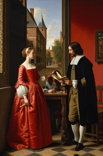 courtship,young couple,woman holding pie,woman drinking coffee,man in red dress,man and wife,meticulous painting,woman eating apple,girl with bread-and-butter,bellini,woman playing,partiture,conversation,barmaid,girl in the kitchen,man with a computer,woman with ice-cream,bougereau,red tablecloth,flemish,Art,Classical Oil Painting,Classical Oil Painting 41