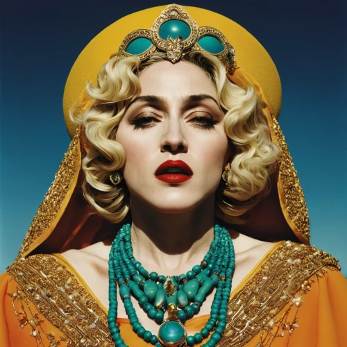 madonna,aging icon,pop art woman,modern pop art,queen,gold jewelry,queen cage,magazine cover,vanity fair,queen bee,cd cover,jeweled,beauty icons,pearl necklace,pop art style,jewels,icon,dita,gold diamond,girl-in-pop-art,Photography,Documentary Photography,Documentary Photography 06