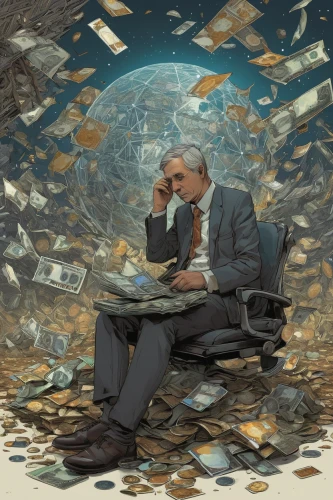 financial world,collapse of money,financial crisis,time and money,debt,stock market collapse,finances,financial concept,computational thinking,finance,financial,consumerism,money rain,euro crisis,economy,economic crisis,windfall,overworked,man with a computer,money case,Illustration,Realistic Fantasy,Realistic Fantasy 12