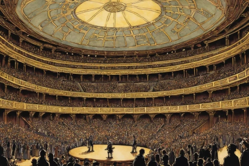 old opera,concert hall,philharmonic orchestra,musical dome,berlin philharmonic orchestra,oval forum,theatre,immenhausen,audience,opera house,theatre stage,orchestra,opera,amphitheatre,royal albert hall,theater stage,symphony orchestra,theater,theater curtain,ancient theatre,Illustration,Paper based,Paper Based 29