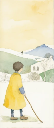 shirakami-sanchi,alphorn,snow scene,snow fields,yellow sun hat,snow shovel,woman walking,kate greenaway,little girl in wind,winter landscape,mountain guide,the wanderer,cross-country skiing,cd cover,book illustration,korean village snow,picking vegetables in early spring,cover,scythe,hiker,Illustration,Paper based,Paper Based 22