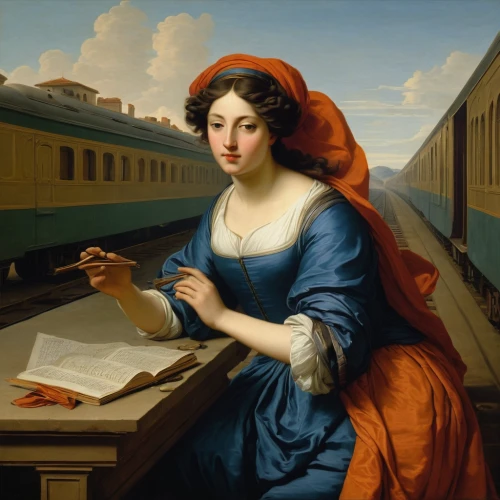 woman holding pie,woman holding a smartphone,portrait of a woman,portrait of a girl,girl studying,woman drinking coffee,the girl at the station,woman playing,woman eating apple,young woman,travel woman,meticulous painting,woman with ice-cream,woman playing violin,train of thought,artist portrait,girl with cloth,woman portrait,painting,girl with bread-and-butter,Art,Classical Oil Painting,Classical Oil Painting 33