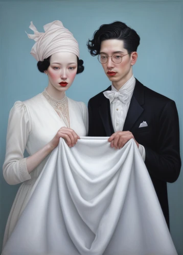 young couple,wedding couple,bride and groom,white clothing,white silk,bridal clothing,laundress,silver wedding,bridegroom,vintage man and woman,dancing couple,overskirt,man and wife,matrimony,handkerchief,wedding photo,romantic portrait,wedding dress,tailor,wedding suit,Conceptual Art,Daily,Daily 22