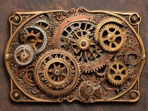 steampunk gears,gears,steampunk,cog,clockmaker,cogs,mechanical puzzle,cogwheel,mechanical,clockwork,wall plate,steam icon,wall clock,watchmaker,mechanical engineering,metal embossing,machinery,gearbox,steam logo,carved wood,Illustration,Realistic Fantasy,Realistic Fantasy 13