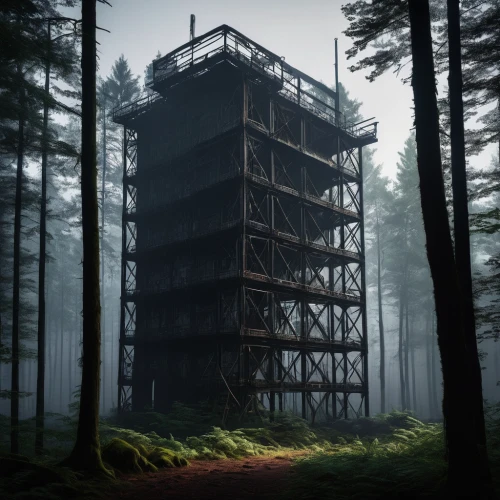 lookout tower,fire tower,steel tower,observation tower,watchtower,abandoned place,nonbuilding structure,transmitter,scaffolding,abandoned places,tower of babel,wooden construction,blockhouse,lostplace,house in the forest,abandoned,watertower,industrial ruin,render,lost places,Photography,Documentary Photography,Documentary Photography 38