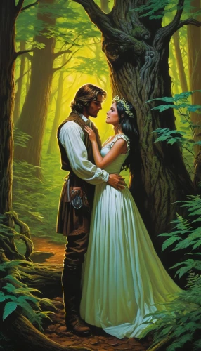 romance novel,romantic scene,a fairy tale,fantasy picture,shepherd romance,fairytale,fairy tale,adam and eve,wedding couple,bride and groom,young couple,courtship,bridegroom,amorous,romantic portrait,idyll,couple in love,heroic fantasy,forbidden love,fairy tales,Illustration,American Style,American Style 07