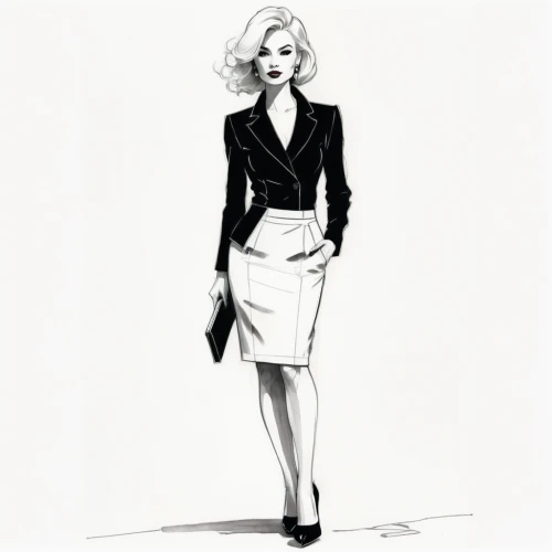 fashion illustration,woman in menswear,marilyn monroe,marylin monroe,marylyn monroe - female,businesswoman,fashion sketch,business woman,menswear for women,fashion vector,marilyn,pencil skirt,woman walking,women fashion,bussiness woman,women clothes,shopping icon,white-collar worker,vintage drawing,advertising figure,Illustration,Paper based,Paper Based 07