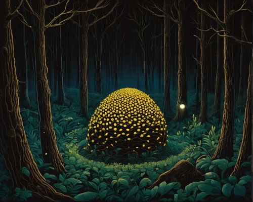 mushroom landscape,forest mushroom,yellow mushroom,tree mushroom,forest mushrooms,amanita,osage orange,cartoon forest,the forest,forest of dreams,forest fruit,mushroom island,fireflies,mushrooms,forest floor,mushroom,fairy house,forest,the forests,tree grove,Illustration,Japanese style,Japanese Style 20