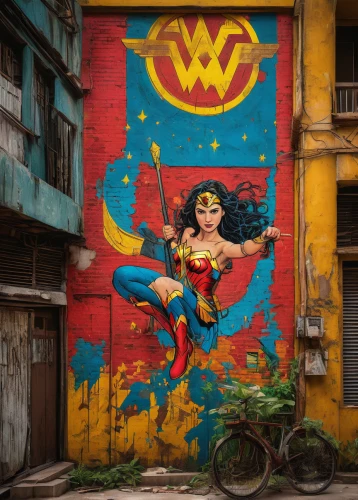 wonder woman city,wonderwoman,super heroine,wonder woman,super woman,wonder,superhero background,urban street art,streetart,hanoi,wall painting,urban art,saigon,da nang,graffiti art,comic hero,street art,mural,woman power,goddess of justice,Conceptual Art,Graffiti Art,Graffiti Art 04