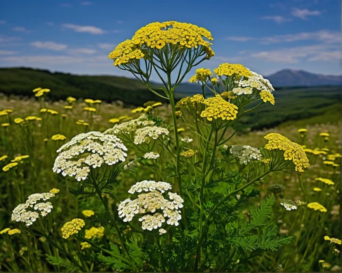 achillea millefolium,tansy phacelia,tanacetum parthenium,umbelliferae,yarrow,flower umbel,fennel flower,tanacetum balsamita,common tansy,apiaceae,heracleum (plant),crepis paludosa,meadowsweet,greek valerian,sweet cicely,tanacetum,japanese meadowsweet,doronicum orientale,mayweed,wild chrysanthemum,Illustration,Vector,Vector 14