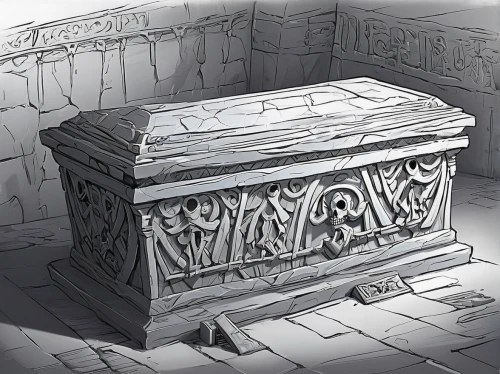 tombs,tomb,sarcophagus,crypt,mausoleum,mausoleum ruins,resting place,burial chamber,sepulchre,urn,coffins,empty tomb,funeral urns,royal tombs,casket,grave,tombstones,font,burial ground,soldier's grave,Illustration,Black and White,Black and White 08