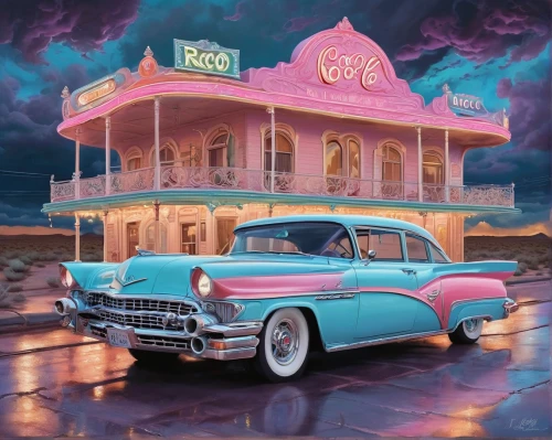 chevrolet bel air,edsel bermuda,retro diner,1957 chevrolet,motel,50s,cadillac,car hop,nash metropolitan,route66,route 66,holiday motel,electric gas station,drive in restaurant,bobby-car,retro car,chevrolet impala,desoto deluxe,retro automobile,buick y-job,Conceptual Art,Fantasy,Fantasy 24