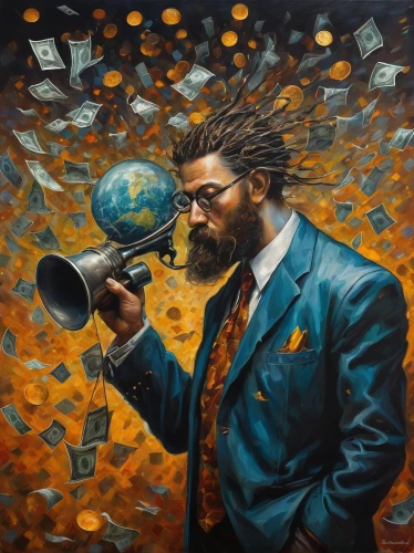 oil painting on canvas,african businessman,black businessman,oil on canvas,financial world,an investor,stock broker,oil painting,btc,linkedin icon,gold business,street artists,billionaire,street artist,business world,passive income,investor,entrepreneur,man with a computer,art painting,Illustration,Realistic Fantasy,Realistic Fantasy 34