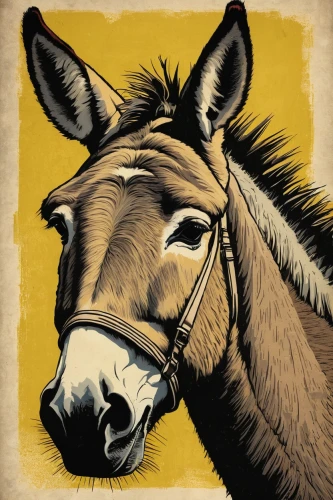 portrait animal horse,donkey of the cotentin,foal,zonkey,half donkey,painted horse,brown horse,electric donkey,donkey,equine,equines,mule,suckling foal,donkeys,dromedaries,eye of a donkey,horse,przewalski's horse,a horse,cow icon,Illustration,American Style,American Style 10