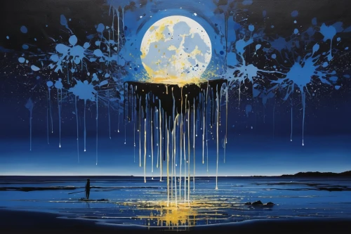 blue moon,hanging moon,moonlit night,moonlit,moon night,moon and star background,phase of the moon,blue moon rose,moon phase,blue rain,moonlight,blue painting,oil painting on canvas,art painting,moonrise,sea night,big moon,the moon,moons,moonbeam,Conceptual Art,Graffiti Art,Graffiti Art 08