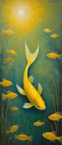 yellow fish,koi fish,koi,surface lure,koi carp,fish in water,oil painting on canvas,nuphar,forest fish,school of fish,oil on canvas,koi pond,fishing float,fish gold,gold fish,oil painting,small fish,el mar,the fish,goldfish,Illustration,Abstract Fantasy,Abstract Fantasy 15