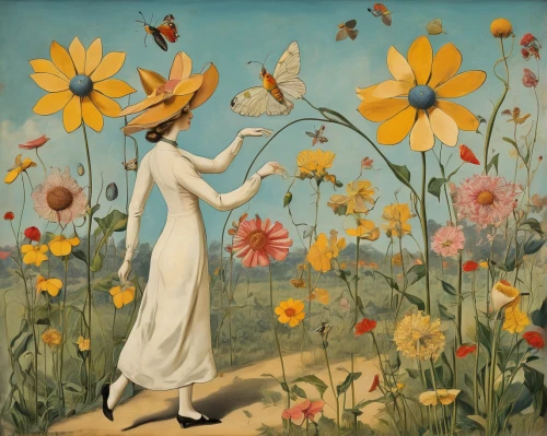girl picking flowers,girl in flowers,girl in the garden,helianthus,flowers field,falling flowers,flower field,sunflowers in vase,yellow garden,cosmos autumn,field of flowers,pollinate,pollinator,marguerite,flower garden,kahila garland-lily,flora,pollinating,picking flowers,flower fairy,Illustration,Black and White,Black and White 25