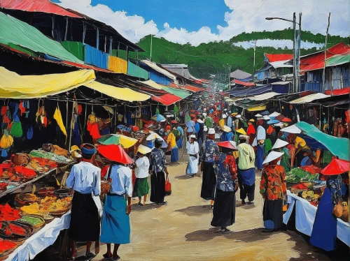 the market,fruit market,vegetable market,market,large market,vendors,marketplace,farmers market,floating market,farmer's market,khokhloma painting,upper market,market stall,covered market,david bates,market place,principal market,souk,market vegetables,namdaemun market,Art,Artistic Painting,Artistic Painting 37