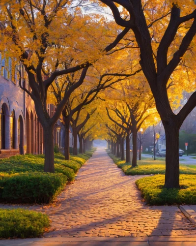 tree-lined avenue,tree lined path,tree lined lane,tree lined,golden trumpet trees,the trees in the fall,autumn scenery,trees in the fall,golden autumn,fall landscape,soochow university,university of wisconsin,gallaudet university,one autumn afternoon,autumn morning,stanford university,autumn light,autumn in the park,deciduous trees,fall foliage,Art,Classical Oil Painting,Classical Oil Painting 11