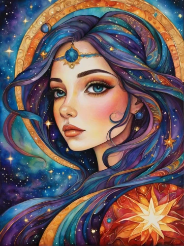 zodiac sign libra,zodiac sign gemini,boho art,aquarius,star mother,virgo,horoscope libra,zodiac sign leo,cosmic flower,andromeda,mantra om,gemini,earth chakra,star sign,astral traveler,mystical portrait of a girl,the zodiac sign taurus,horoscope taurus,fantasy portrait,starflower,Conceptual Art,Daily,Daily 34