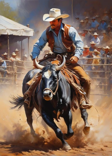 chilean rodeo,rodeo,reining,barrel racing,horsemanship,western riding,bull riding,cowboy mounted shooting,matador,gaucho,bullfight,cowboys,rodeo clown,bullfighting,country-western dance,oil painting on canvas,charreada,oil painting,traditional sport,cowboy action shooting,Conceptual Art,Oil color,Oil Color 03