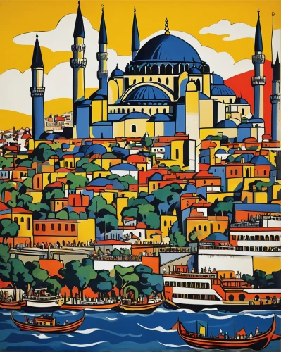 constantinople,istanbul,istanbul city,turkey tourism,galata,turkey,ottoman,ayasofya,kadikoy,turkish,sultanahmet,grand bazaar,hagia sofia,travel poster,hagia sophia mosque,turkish culture,turkish cuisine,izmir,bosphorus,david bates,Art,Artistic Painting,Artistic Painting 39