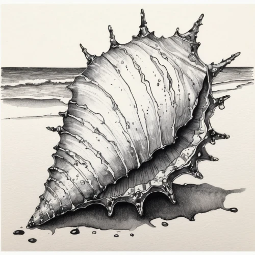 spiny sea shell,marine gastropods,isopod,sea shell,sea snail,trilobite,fossil dunes,shell,copepod,gastropod,portuguese man o' war,christmastree worms,gastropods,continental shelf,clamshell,seashell,waxworm,sea slug,blue sea shell pattern,larva,Illustration,Black and White,Black and White 34